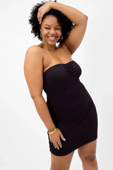 Palmer Plissé Strapless Dress Black