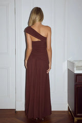 LARSEN ONE SHOULDER MAXI DRESS ESPRESSO
