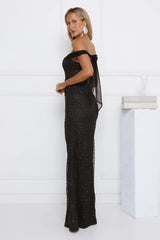 Exclusive Guest List Off Shoulder Maxi Dress Black