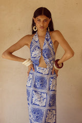 ELKA HALTER MIDI DRESS HAVANNA NAVY