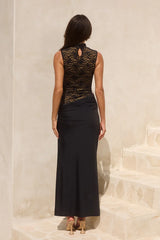 CASANA HIGH NECK MAXI DRESS BLACK