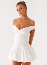Endless Romance Off Shoulder Mini Dress White