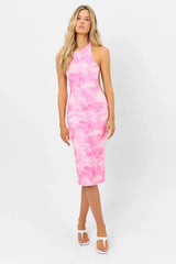 Nicky Terry High Neck Dress Distorted Pink Dye