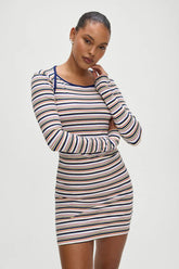 Chelsea Long Sleeve Mini Dress Love Stripe