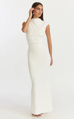 Eira Maxi Dress High Neck Cap Sleeve Maxi Dress in White