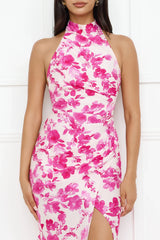 Cupids Kiss Halter Midi Dress Pink