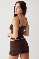 Nolan Cable Cloud Knit Mini Short Mocha
