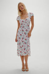 Delicate Lace Midi Dress Cherry Flower