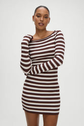 Luca Knit Mini Dress Brown Sugar Stripe