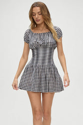 Sadie Gingham Mini Dress Black Gingham