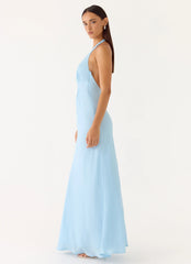 Sharpay Halter Maxi Dress Pale Blue