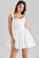 white stretch cotton corset mini dress