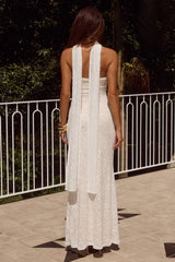 AMANA STRAPLESS SCARF MAXI DRESS WHITE