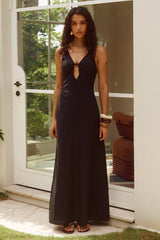 UNITY LOW PLUNGE MAXI DRESS BLACK