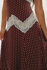Ethereal Lace Maxi Dress Chocolate Dot