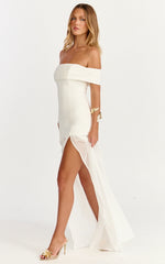 Florence Maxi Dress Off Shoulder Sheer Skirt Dress in White
