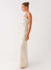 Orelli Shell Sequin Knit Maxi Dress Ivory