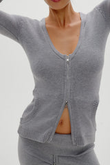 Sienna Zip Up Knit Sweater Cloud Cover