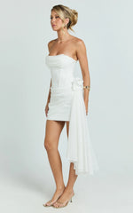 Riley Mini Dress Strapless Draped Corset Bodycon Dress in White