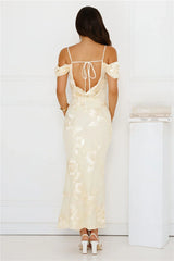 Youre Magic Off Shoulder Mesh Maxi Dress Yellow