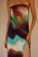 VEGA STRAPLESS MAXI DRESS VEGA CHOCOLATE