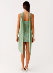Kiesha Strapless Scarf Mini Dress Mint