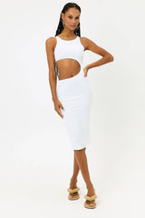 Twelve Terry High Neck Dress White