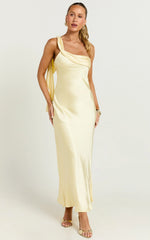 Calix Midi Dress One Shoulder Slip Dress in Butter