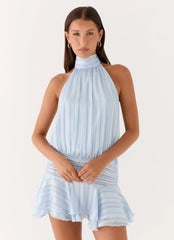 Willow Chiffon Mini Dress Blue