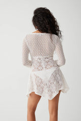 Belle Crochet Mini Dress White