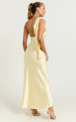 Calix Midi Dress One Shoulder Slip Dress in Butter