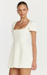 Zinnia Mini Dress Square Neck Tulip Dress in White