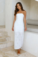 Ocean Air Oasis Strapless Maxi Dress White