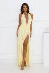Bewitched By Light Halter Maxi Dress Yellow
