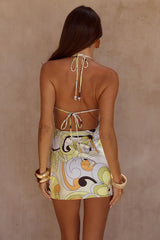 EILISH HALTER MINI DRESS PELICANO MULTI