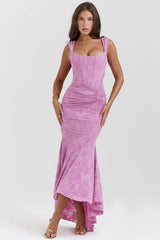 rose pink floral maxi dress