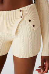 Nolan Cable Cloud Knit Mini Short French Vanilla