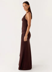 Miyah Halter Hardware Maxi Dress Chocolate