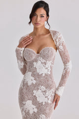 ivory embroidered lace maxi dress limited edition