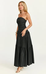 Cora Midi Dress Strapless Dress in Black