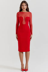 scarlet plunge midi dress
