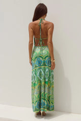 LIVIA HALTER COWL MAXI DRESS INDIANA GREEN