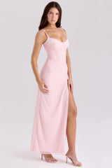 soft pink mesh maxi dress