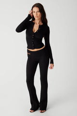 Lenon Cloud Knit Button Up Cardigan Black