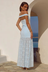 SHAYLA OFF SHOULDER MAXI DRESS BLUEBELL