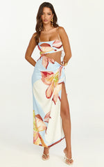 Robyn Maxi Dress Square Neck Side Ruched Cut Out Dress in Cornflower Blue