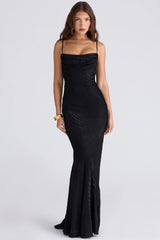 black devoré satin maxi gown limited edition