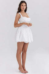 white cotton tulle mini dress