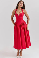 scarlet halter midi dress