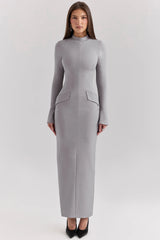 light grey bodycon maxi dress
